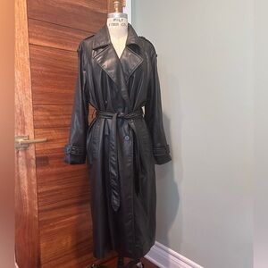 Zara Black Faux Leather Trench Coat